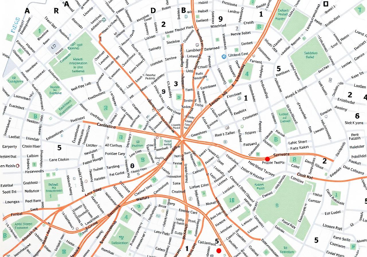 Sample A–Z atlas page with grid references